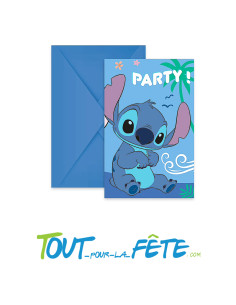 Lot de 6 Cartons d'invitation Stitch© + enveloppe 2