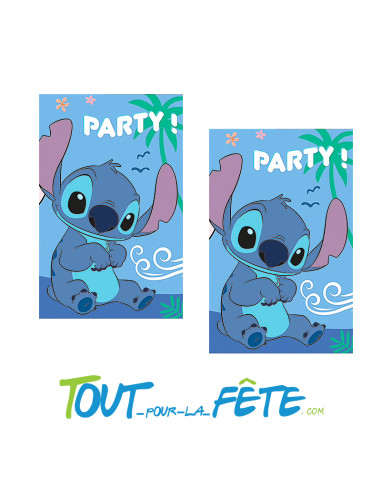Lot de 6 Cartons d'invitation Stitch© + enveloppe