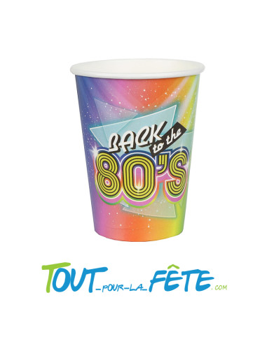 Lot de 10 gobelets carton année 80 multicolore 7.8 x 9.7 cm