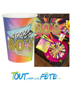 Lot de 10 gobelets carton année 80 multicolore 7.8 x 9.7 cm 2