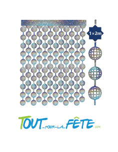 Rideau scintillant / holographique boule a facette disco 100x200 cm