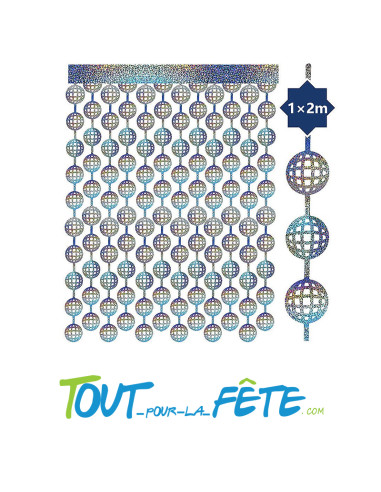 Rideau scintillant / holographique boule a facette disco 100x200 cm