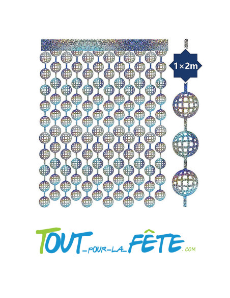 Rideau scintillant / holographique boule a facette disco 100x200 cm