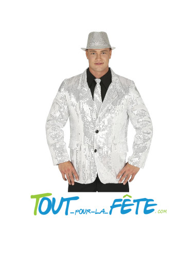 Veste de déguisement disco à sequins argenté taille adulte ( taille M - L )