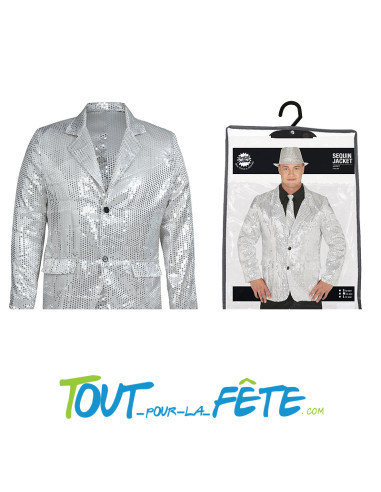 Veste de déguisement disco à sequins argenté taille adulte ( taille M - L )