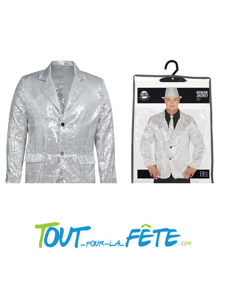 Veste de déguisement disco à sequins argenté taille adulte ( taille M - L )