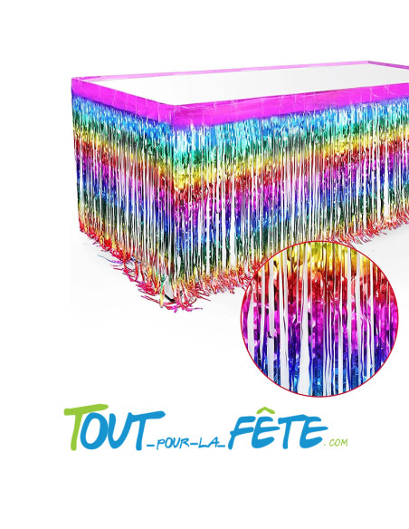 Rideau de table frange multicolore 275 x 75 cm