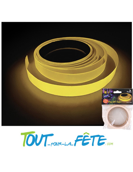 Ruban adhésif fluo / UV 5 mètre x 15mm rose, vert, orange, jaune