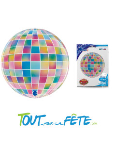 Ballon en aluminium globe 4D boule à facette disco multicolore 38 cm 2