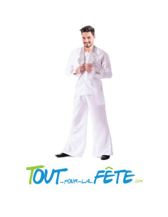 Déguisement disco forever blanc avec sequin argent homme taille adulte
