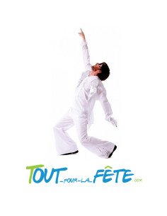Déguisement disco forever blanc avec sequin argent homme taille adulte 2