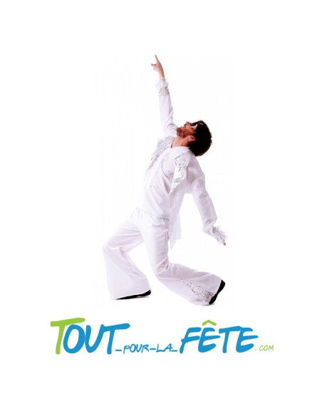 Déguisement disco forever blanc avec sequin argent homme taille adulte