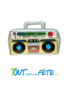 Radio-cassette / ghetto blaster année 80 gonflable 40x20 cm coloré