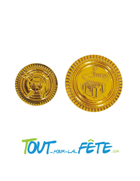 Lot de 25 pièces d'or brillantes de pirate en plastique