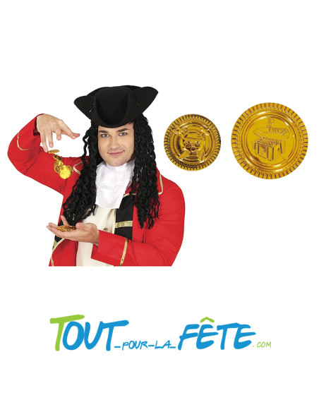 Lot de 25 pièces d'or brillantes de pirate en plastique