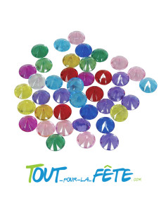 Lot de 50 faux diamants en plastique couleur multicolore de taille 1.5cm