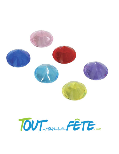 Lot de 50 faux diamants en plastique couleur multicolore de taille 1.5cm