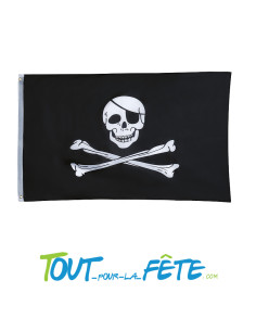 Drapeau pirate avec tête de mort 90cm x 150cm en polyester avec 2 œillets