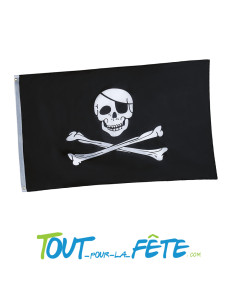 Drapeau pirate avec tête de mort 90cm x 150cm en polyester avec 2 œillets 2