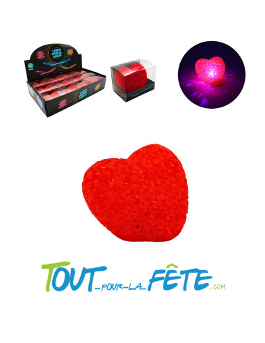 Veilleuse cristal coeur lumineux en plastique taille 8cm x 7cm à changement de couleurs