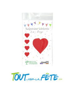 1 suspension confettis cœur rouge papier 2m