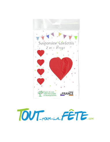 1 suspension confettis cœur rouge papier 2m