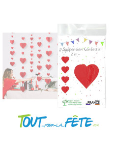 1 suspension confettis cœur rouge papier 2m 2
