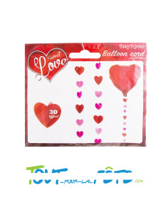 1 guirlande 3d coeur rouge et rose sur ruban 2m 2