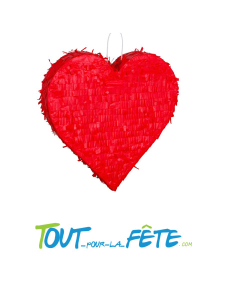 Pinata a éclater coeur rouge Saint Valentin 50x50 cm