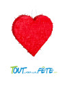 Pinata a éclater coeur rouge Saint Valentin 50x50 cm