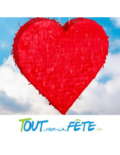 Pinata a éclater coeur rouge Saint Valentin 50x50 cm 2