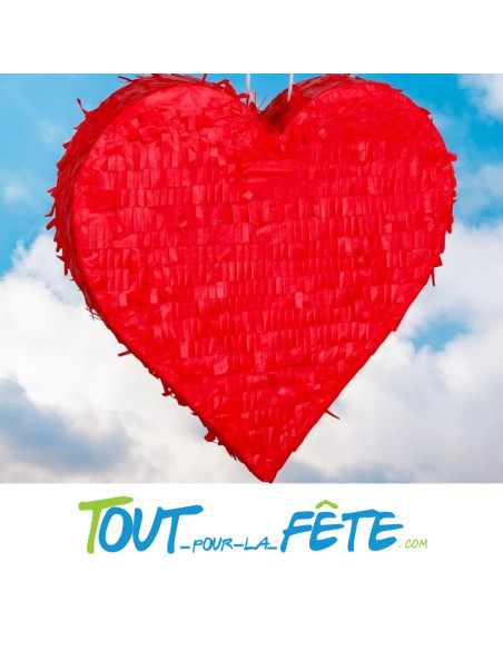 Pinata a éclater coeur rouge Saint Valentin 50x50 cm
