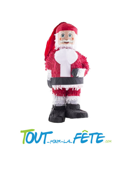 Pinata a éclater Père noël rouge, blanc, noir 55x20 cm thème noël