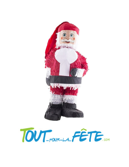 Pinata a éclater Père noël rouge, blanc, noir 55x20 cm thème noël