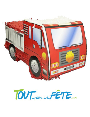 Piñata à tirer camion de pompier a remplir 48cm x 24cm