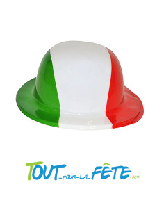 Chapeau melon en plastique vert, blanc, rouge couleur du drapeau Italien taille unique 2