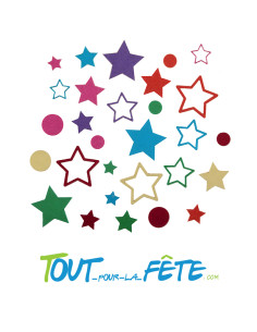 600 décos à parsemer étoiles et ronds multicolores