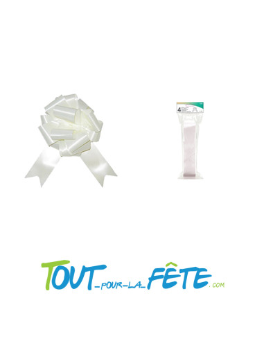 Lot de 4 noeud automatique à tirer 18 cm couleurs blanc, rouge, or