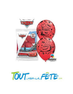 Lot de 6 ballons en latex Cars© rouges et noirs de taille 30cm ( gonflable helium ou air )