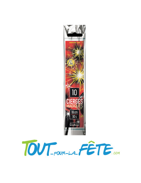 lot de 10 cierges magiques 18 cm 30 seconde effet or