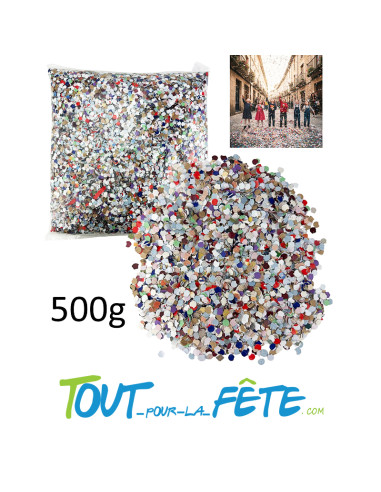 Sachet de 500g de Confettis carnaval multicolore biodegrable a lancer