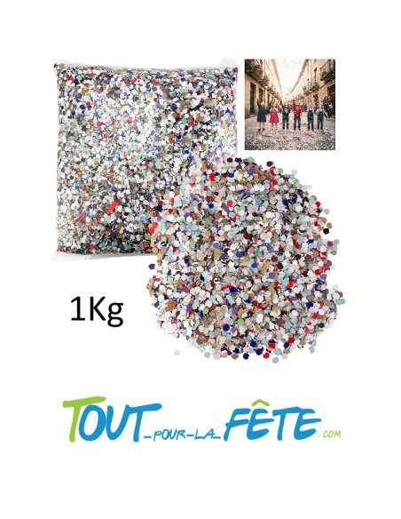 Sachet de 1kg de Confettis carnaval multicolore biodegrable a lancer
