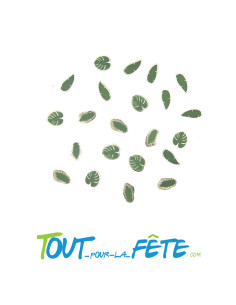Sachet de  petits confettis de table feuilles tropicales vert et or