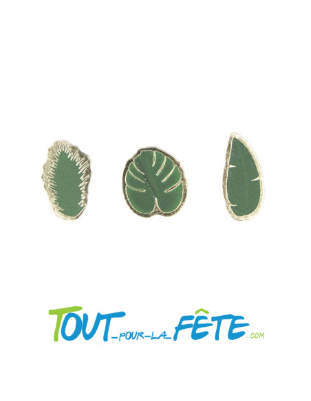 Sachet de  petits confettis de table feuilles tropicales vert et or