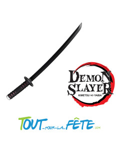 Sabre katana demon slayer tanjiro noir taille 66cm en plastique 2