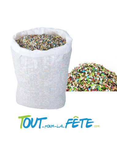 Sac de 10kg de Confettis carnaval multicolore biodegrable a lancer