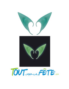 Paire d'oreilles d'elfe phosphorescente verte accessoire de déguisement 2