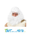 Perruque et barbe de dieu grec blanche taille adulte (bandeau non inclus)