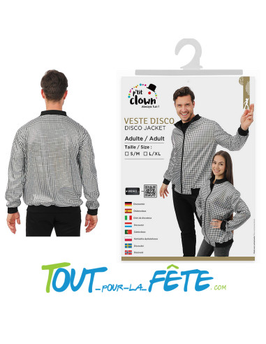 Veste disco argent brillante taille adulte unisex ( taille S/M - L/XL )