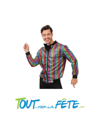 Veste disco multicolore brillante taille adulte unisex ( taille S/M - L/XL )
